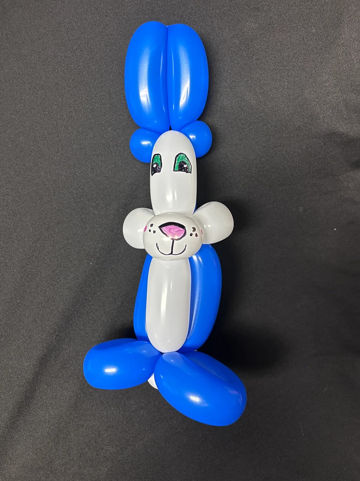 Blue and white bunny balloon wand